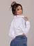 Camisa Cropped Tricoline Strass Ombreira - Paulina - CRIS GUIMARÃES