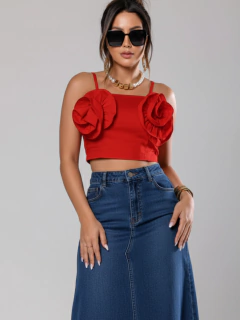 Cropped Tricoline Flor - Ana - comprar online
