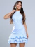 Vestido Curto Babados Gola Botão Strass - Tauanne