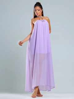 Vestido Longo Fluido Argola Amarração No Pescoço - Lia - comprar online