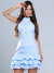 Vestido Curto Babados Gola Botão Strass - Tauanne na internet