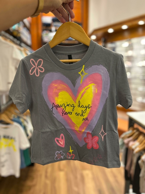 REMERA MANGA CORTA CORAZON GRIS - comprar online