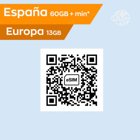 eSIM España 60GB + minutos/Union europea 13GB(*)