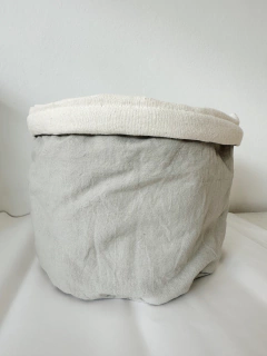 Cesto contenedor gris perla y crudo en internet