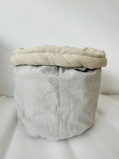Cesto contenedor gris perla y arena