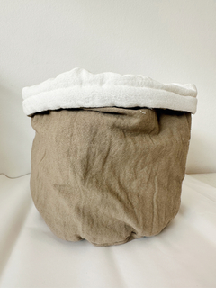 Cesto contenedor nuez y blanco