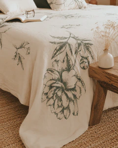 Conjunto funda de edredon peonia verde - comprar online