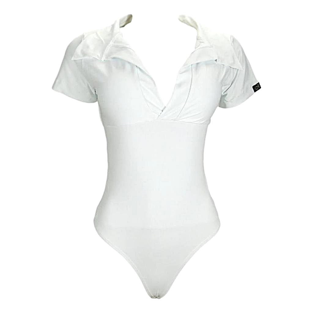Body Polo Manga Curta Redutor de Medidas Alta Compressão Mooah Branco