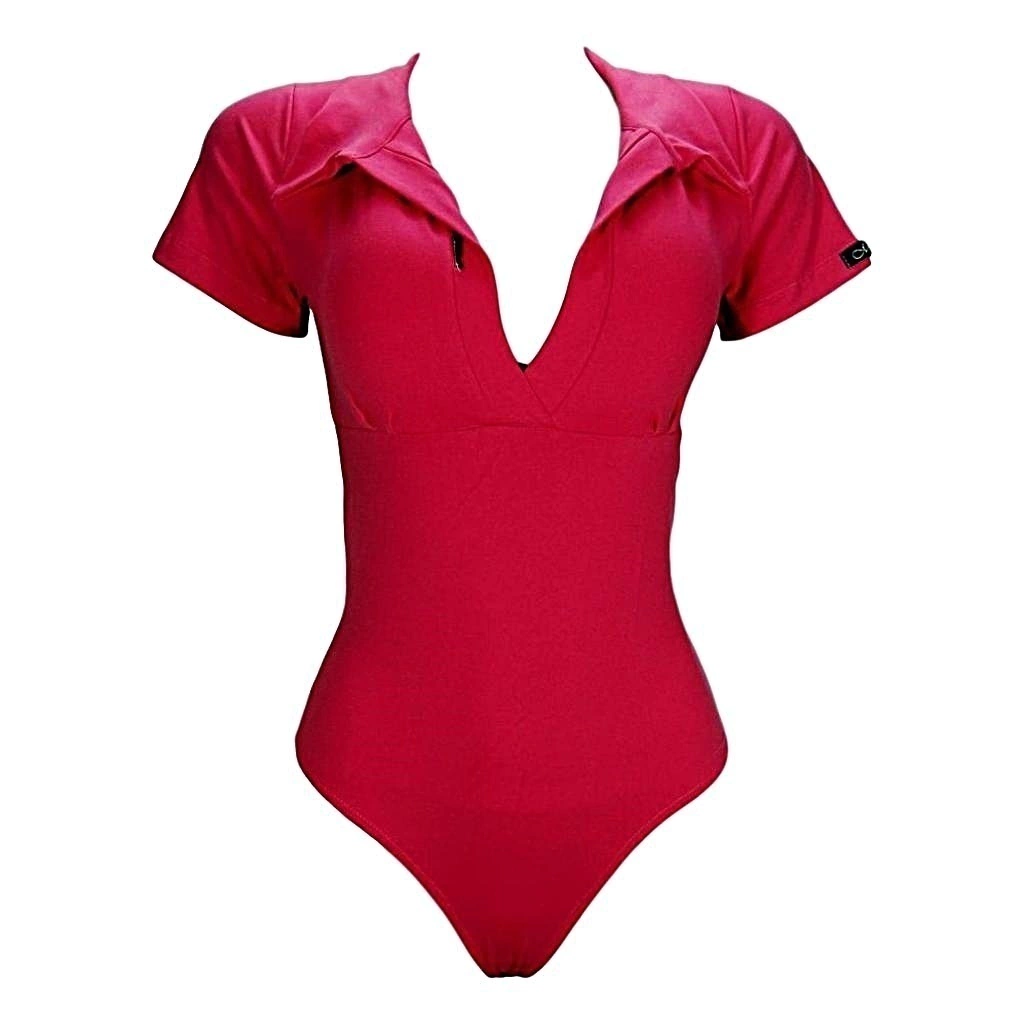 Body Polo Manga Curta Redutor de Medidas Alta Compressão Mooah Rosa Escuro