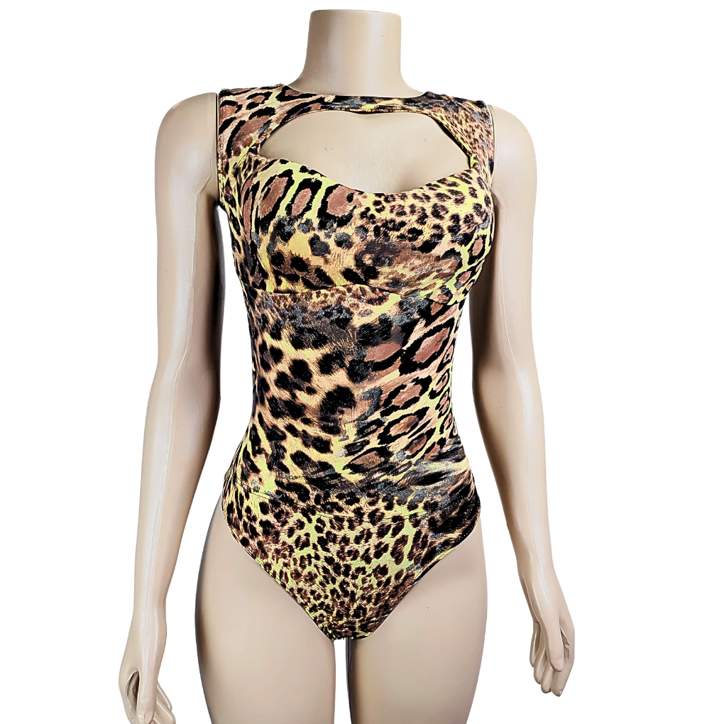 BODY BOLERINHO REGATA MODELADOR REDUTOR DE MEDIDAS ALTA COMPRESSÃO ABDOMINAL MOOAH Estampa Animal Print