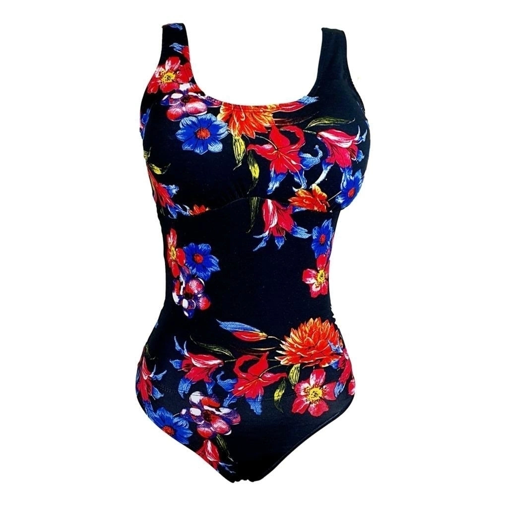 BODY REGATA BÁSICA REDUTOR DE MEDIDAS ALTA COMPRESSÃO ESTAMPA FLORAL VERMELHO