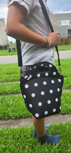 Lunchera Térmica de Neoprene Lunares Blancos