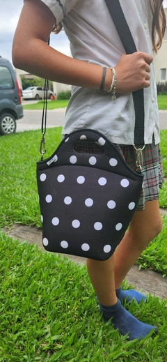 Lunchera Térmica de Neoprene Lunares Blancos - tienda online