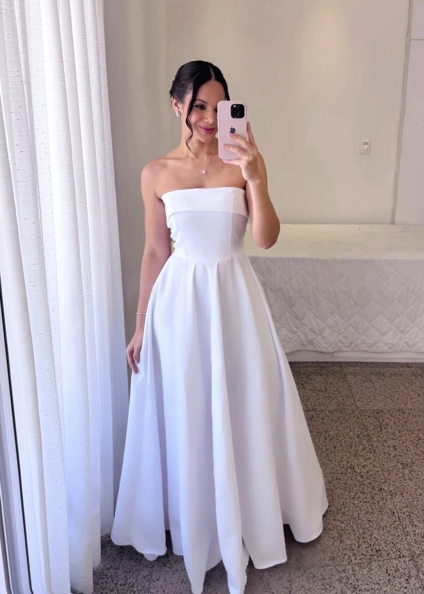 Vestido Luma Branco, longo tomara que caia