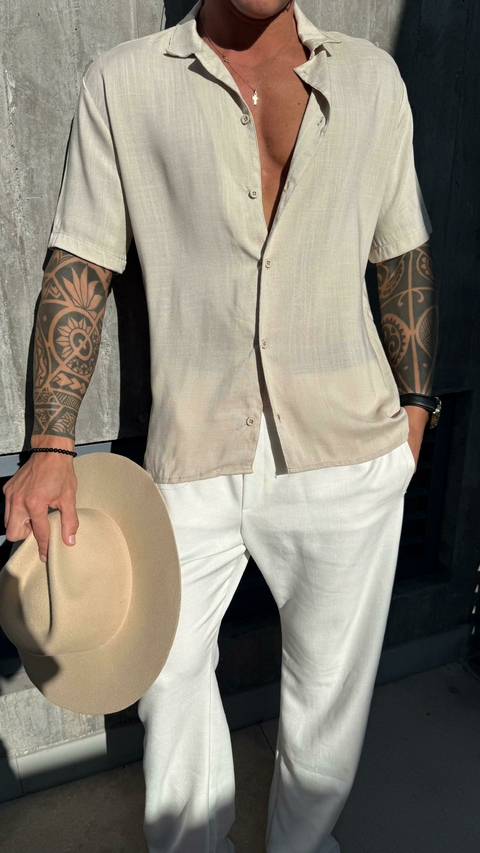 CAMISA LINO VELVET SAND