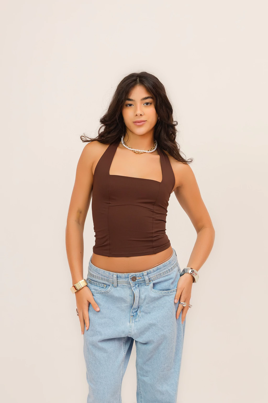 Blusa Halter Marrom