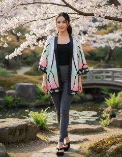 Imagen de Kimono Haori Nezuko Demon Slayer Kimetsu Tanjiro Cosplay