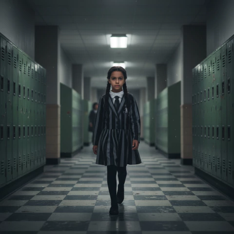 Disfraz Merlina Adultos Vestido Cosplay Escuela