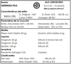 German Pils - Lager - Silo Cervecero | Insumos Cerveceros | Cerveza Artesanal