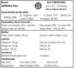 German Pils - Lager - Silo Cervecero | Insumos Cerveceros | Cerveza Artesanal