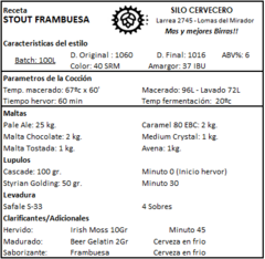 Stout con Frambuesas - Silo Cervecero | Insumos Cerveceros | Cerveza Artesanal