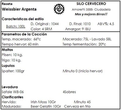 Weissbier Argenta - Silo Cervecero | Insumos Cerveceros | Cerveza Artesanal