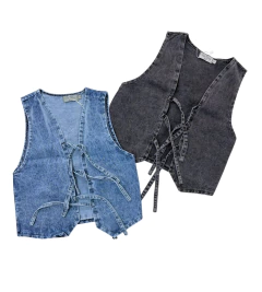 Chaleco jean tiras - comprar online