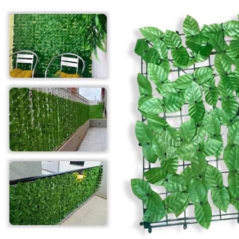 Muro Inglês 50cm x 50cm Jardim Vertical Artificial Ficus Painel Verde Decorativo