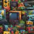Papel de Parede Gamer 3D Grafite Colorido Vinilico Arte 3m - comprar online