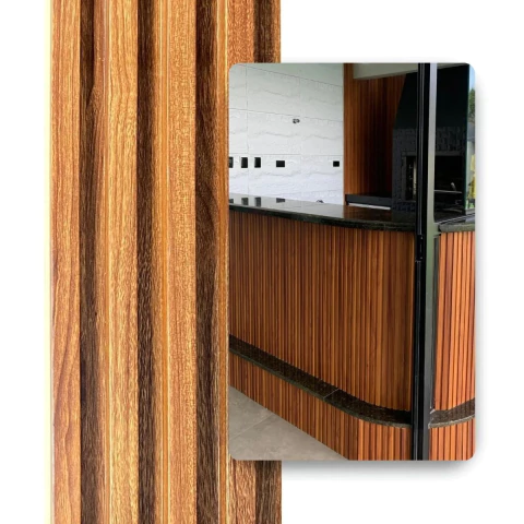 6 Placas Painel Ripado Carvalho Decorativo 45x16,9