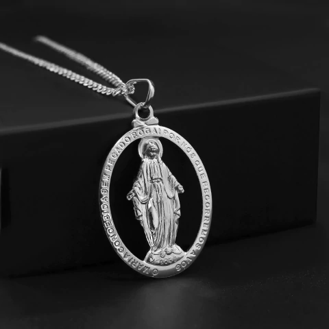 Pingente Nossa Senhora Vazado 3x2,5cm - Banhado a Prata 925