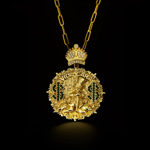 Pingente Tio Patinhas Vida Cara Cravejado 4,5x4,5 (37,7g) - Banhado a Ouro 18k