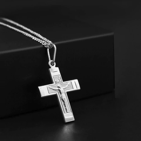 Pingente Jesus na Cruz Detalhado 2,5x2cm - Banhado a Prata 925