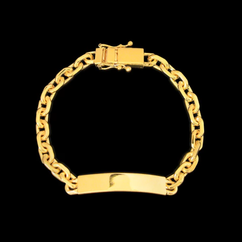 Pulseira Placa elo Cadeado 6mm 21cm - Banhado a Ouro 18k - comprar online