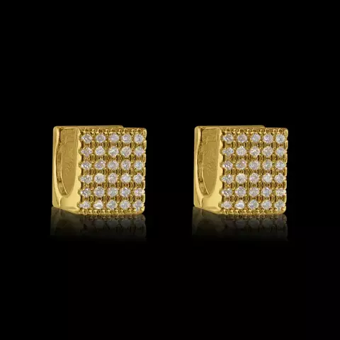 Brinco Square Cravejado - 10x8mm - Banhado a Ouro 18K