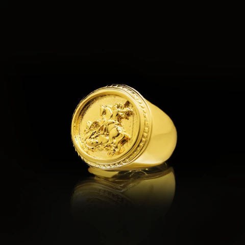 Anel São Jorge Detalhado - Banhado a Ouro 18K - comprar online
