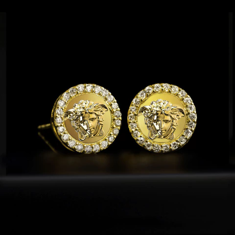 Brinco Medusa Cravejado - 10mm - Banhado a Ouro 18K - comprar online