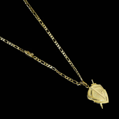 Corrente 3 Por 1 (3mm) - 60cm + Pingente Escudo da Fé - 3x2,5cm C120/PG147