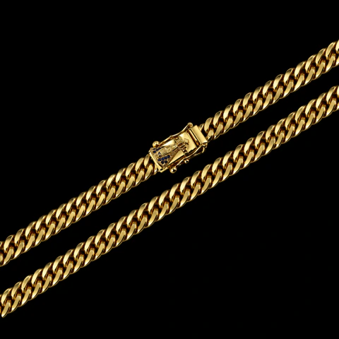 Corrente Grumet Dupla Fecho Especial Nossa Senhora (7mm) - 60cm ou 70cm - Banhado a Ouro 18K
