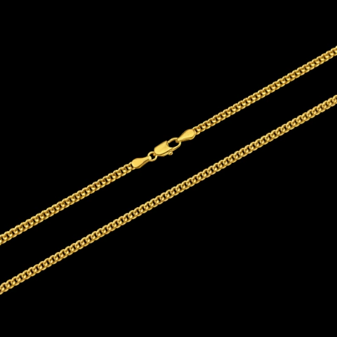 Corrente Grumet Cuban (2,5mm) 14gr - 60cm ou 70cm - Banhado a Ouro 18K