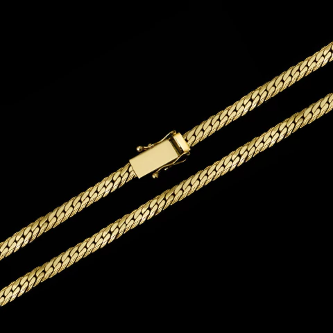 Corrente Grumet Flat Detalhada (7mm) 38gr - 60cm ou 70cm - Banhado a Ouro 18K - comprar online