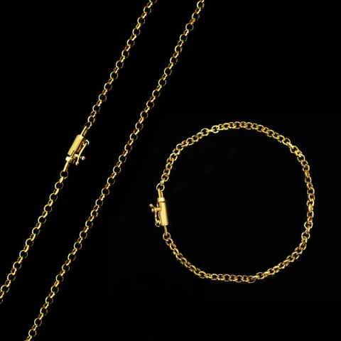 kit Corrente Elo Português (3mm) 60cm + Pulseira Elo Português (3mm) - 19cm C235/P226