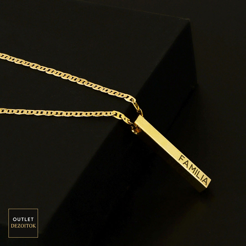 Corrente com Pingente Personalizável (2mm) 70cm - Banhado a Ouro 18k