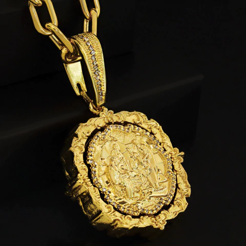 Pingente Santa Ceia 777 4,5x4,5cm - Banhado a Ouro 18k