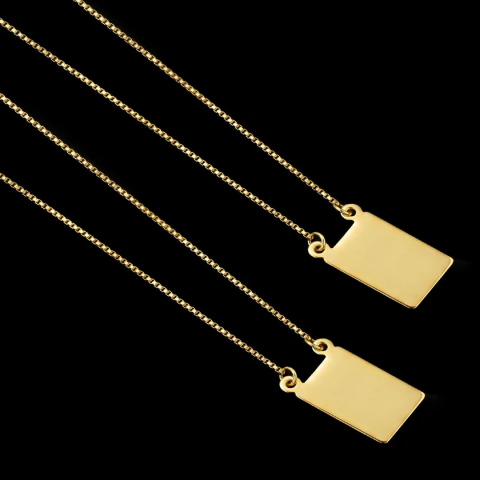 Escapulário Veneziana (1mm) com Pingente Personalizável (1x1,5cm) - 60cm ou 70cm 5g - Banhado a Ouro 18K