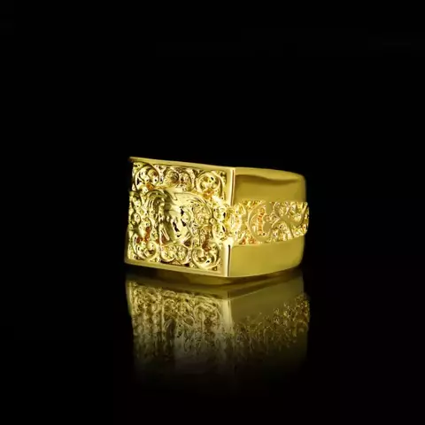 Anel Medusa Maior Detalhado - Banhado a Ouro 18K
