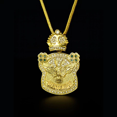 Pingente 777 Destemido Cravejado 4,5cmx4cm (21,2g) - Banhado a Ouro 18k