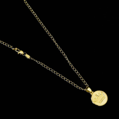 Corrente Grumet (2mm) - 60cm + Pingente Coroa Pequena - 1,5cm C230/PG131