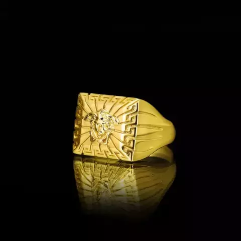 Anel Medusa Menor Detalhado - Banhado a Ouro 18K