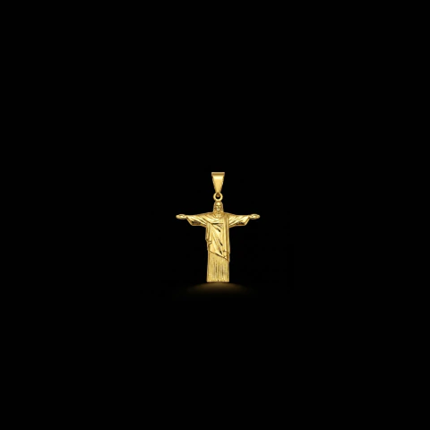 Pingente Cristo Redentor Menor - 2cm X 1,8cm - 1g - Banhado a Ouro 18K